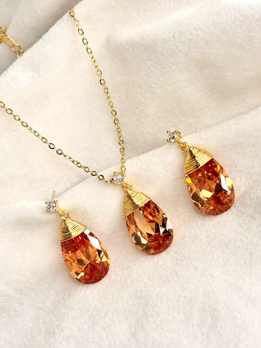 Red Rush Diamond Necklace And Studds 18K Gold Plated Premium Necklace