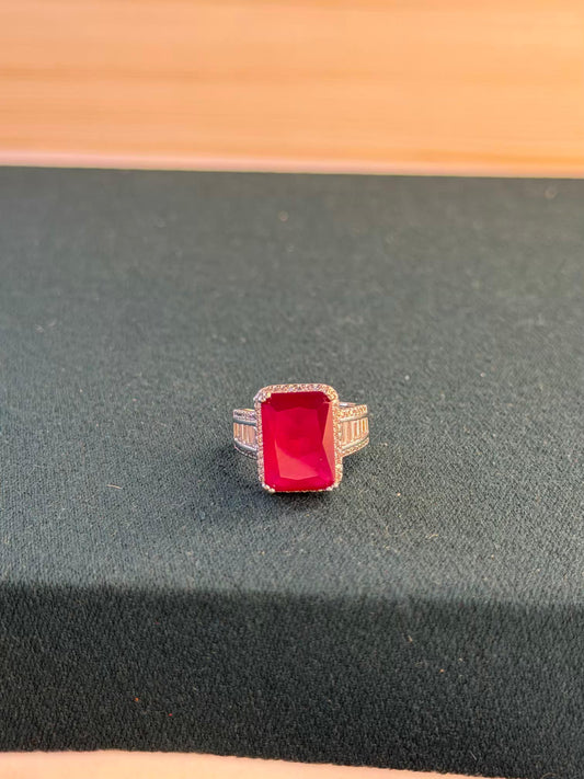 Ruby Pink Rhodium Silver Plated Adjustable