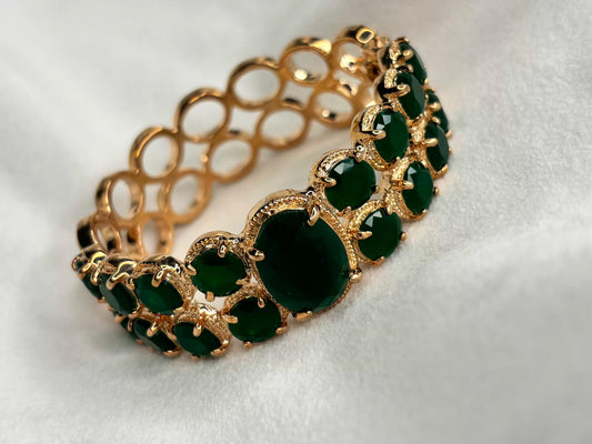 Green Studded Premium Kada Bangle 18K Gold Plated Bangle