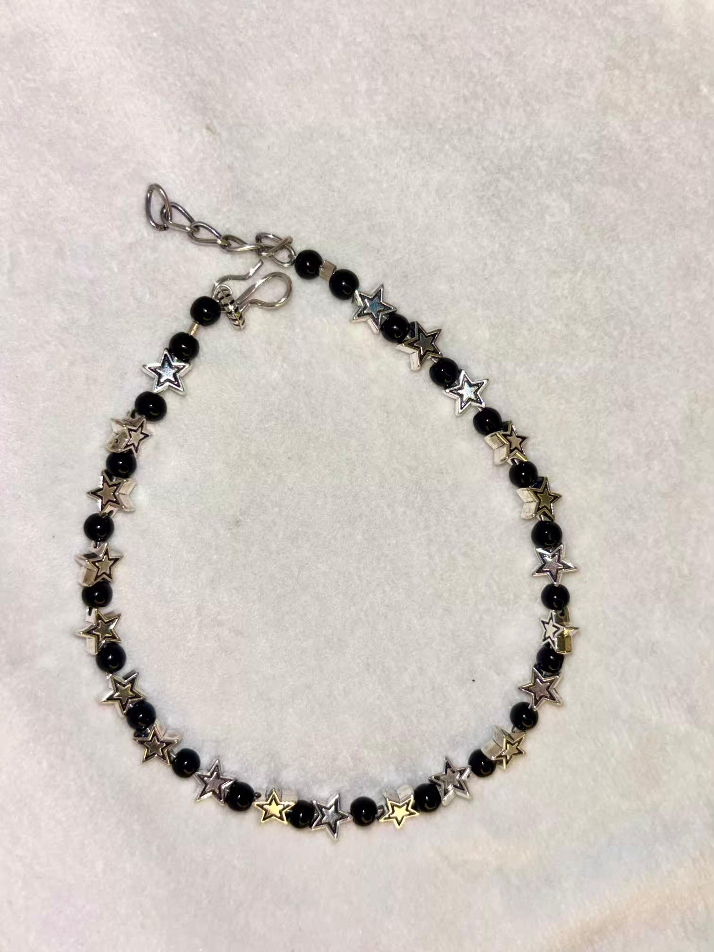 Silver Star Beads Premium Anklet Payal with Silver hooks
