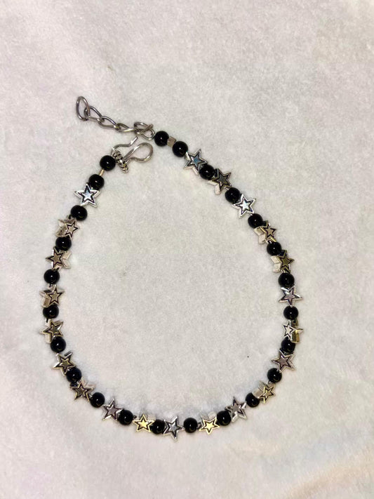 Silver Star Beads Premium Anklet Payal with Silver hooks