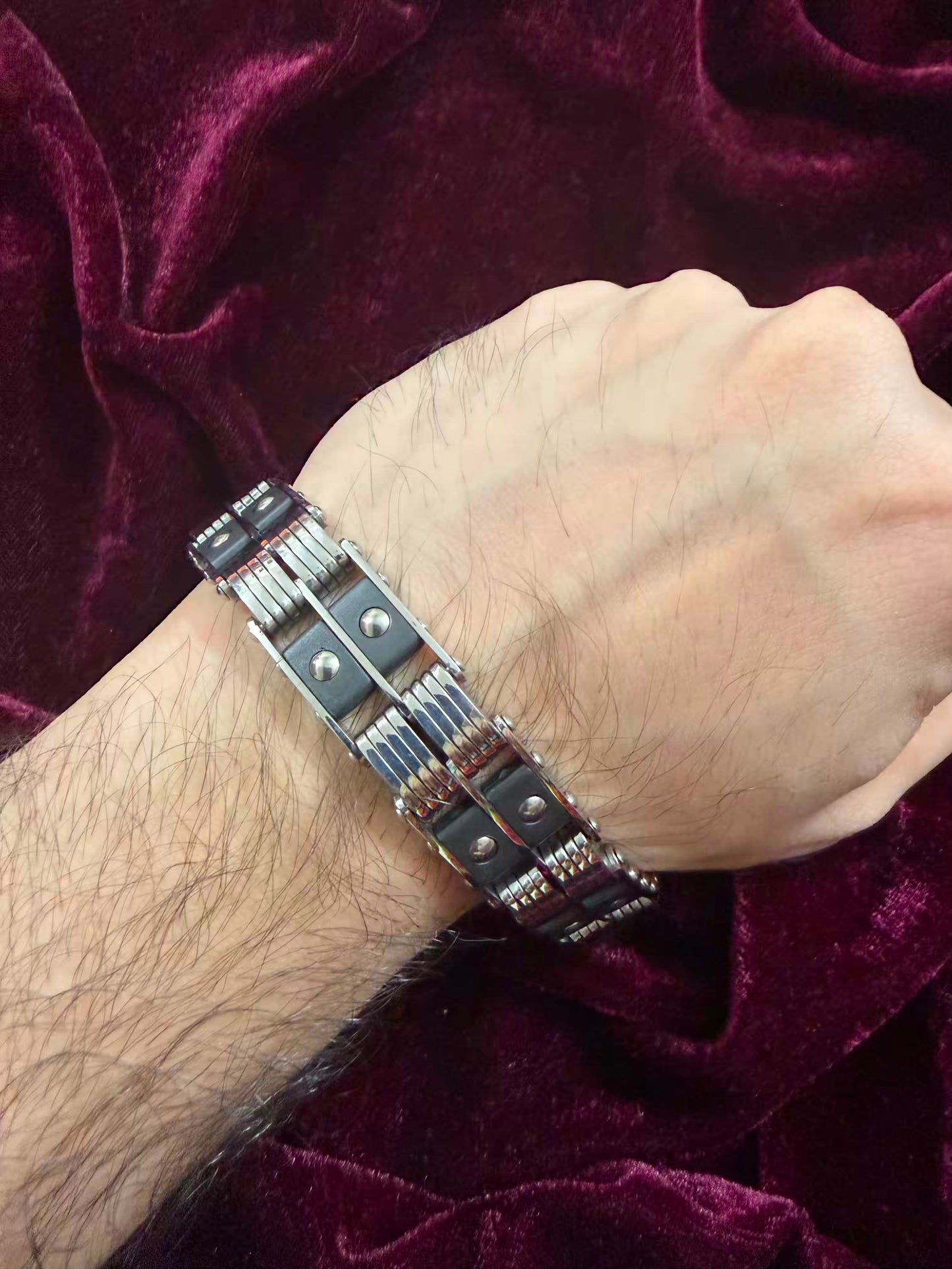 Premium Black Industrial Link Men's Rakhi Bracelet