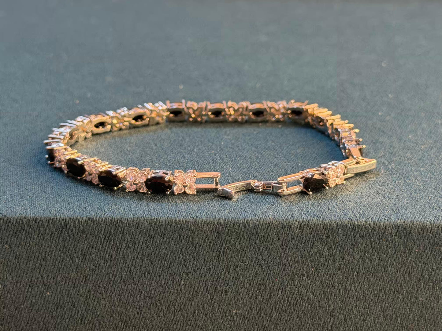 Black & White Oval Contrast Silver Plated Tennis Bracelet