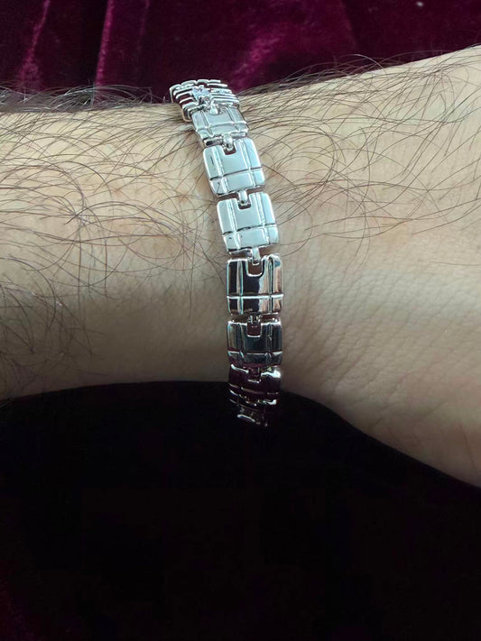 Silver Matrix Crystal Men's Rakhi Bracelet