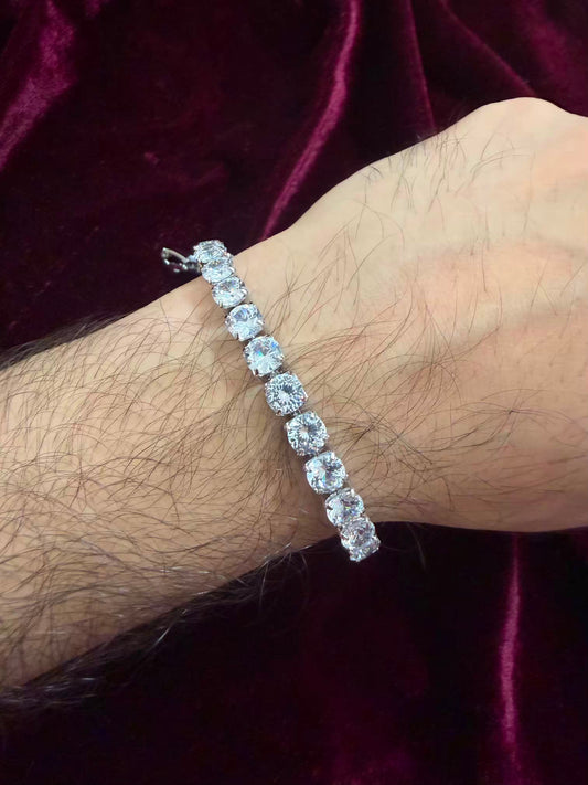 Silver Solitaire Tennis Men Rakhi Bracelet