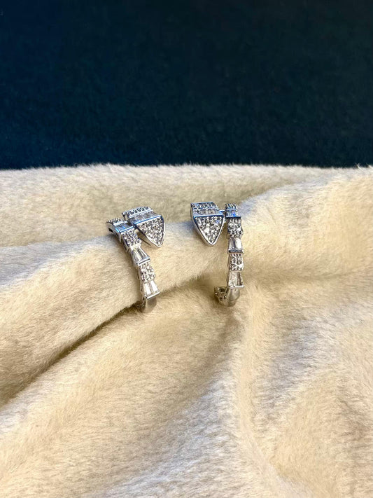 Serpent Ear Huggies Earring Silver Plated