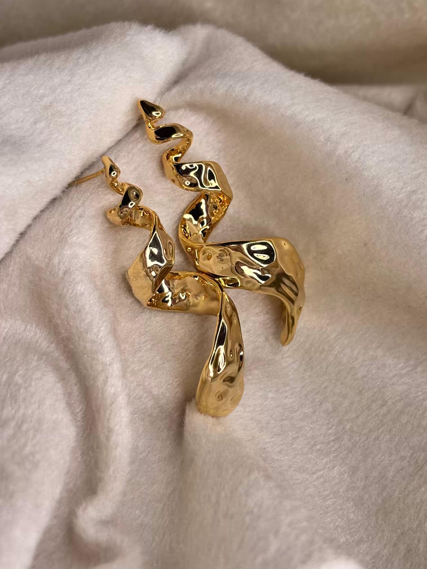 Golden Twist Earrings 18K Gold Plated Earrings Premium Earrings
