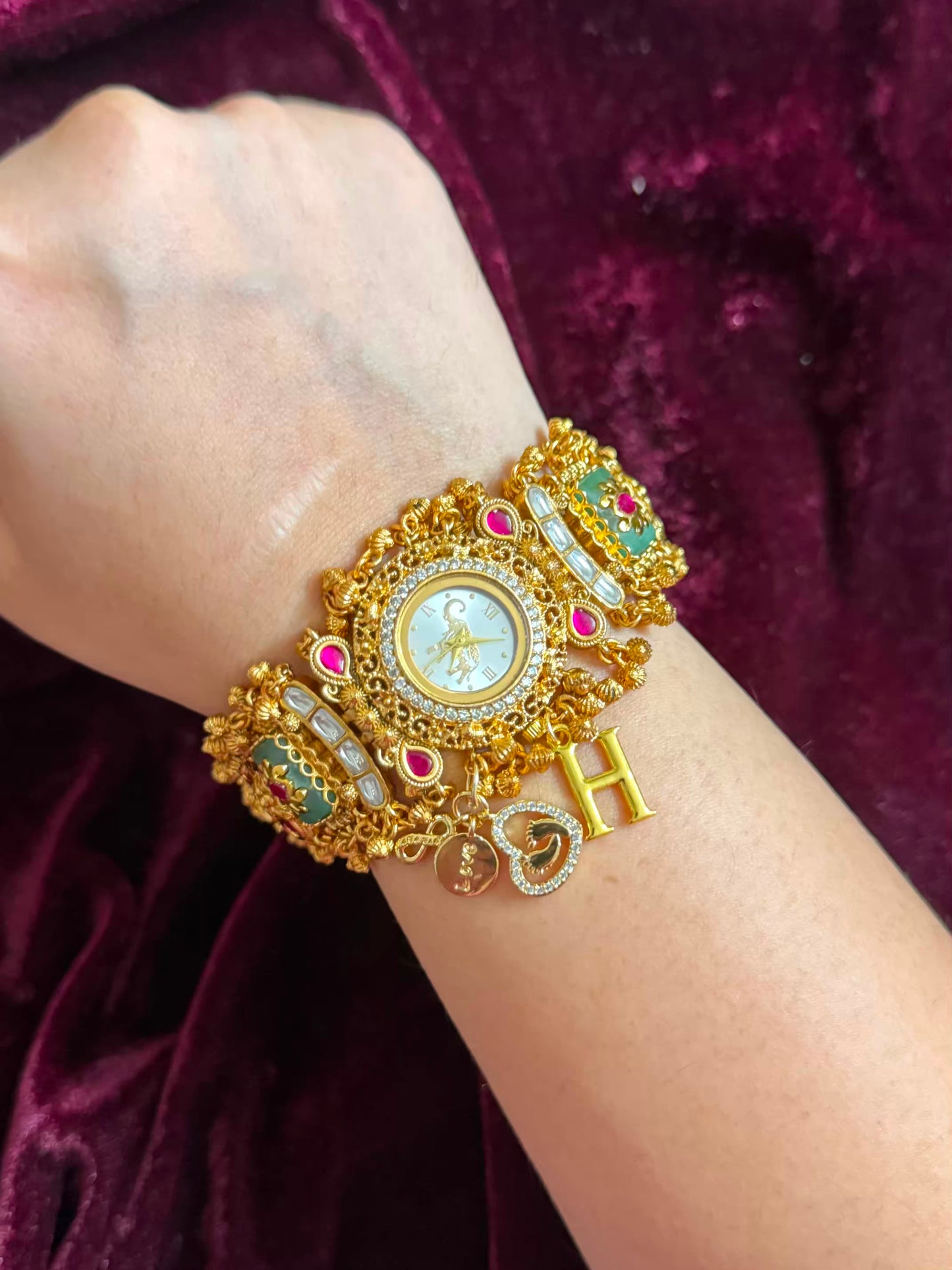 Baby-footsteps Royal Heritage Elephant Charm Watch Rakhi in Premium Swarovski
