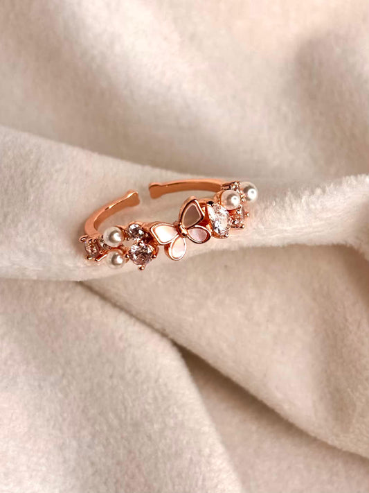 Pear Garden Ring Rose Gold Plated Adjustable Ring