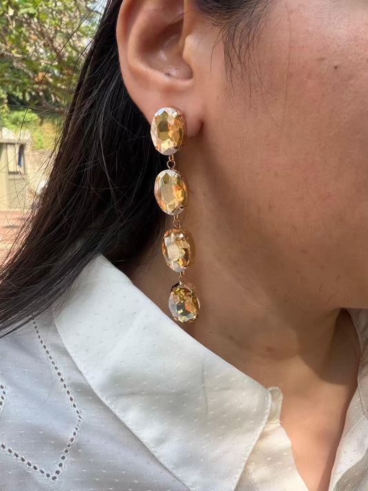 Golden Colour Stone Gold Plated Earrings