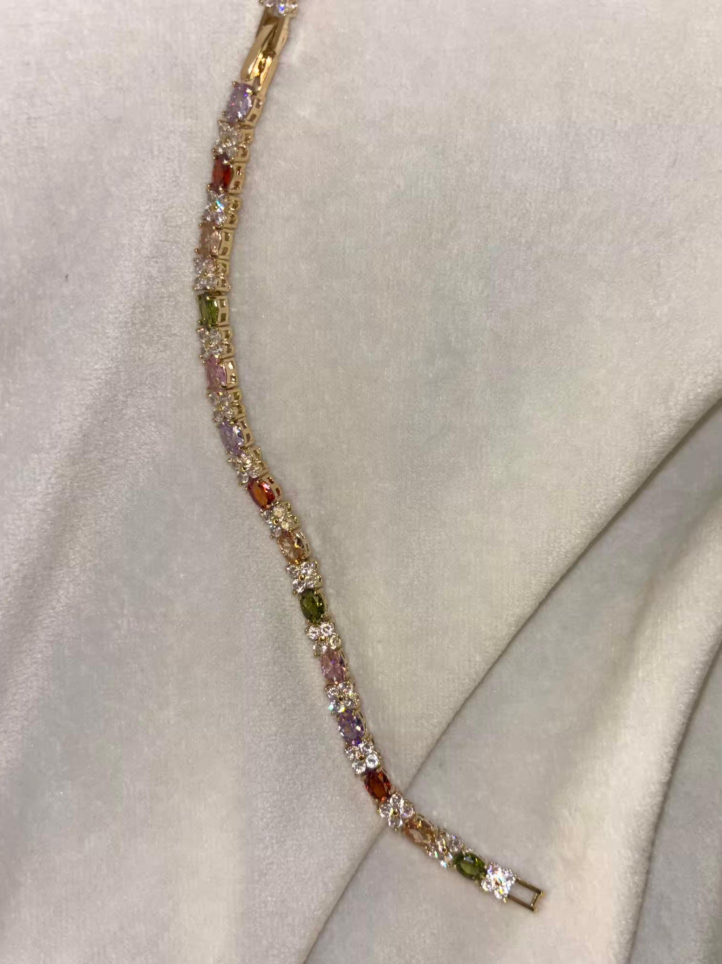 Princess Pastel Flora 18K Gold plated Tennis Bracelet