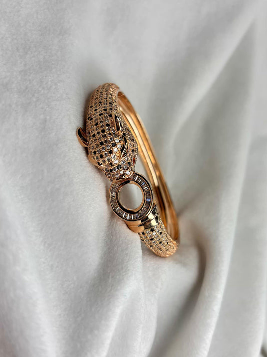 Dotted Tiger Head Premium Kada Bangle 18K Gold Plated