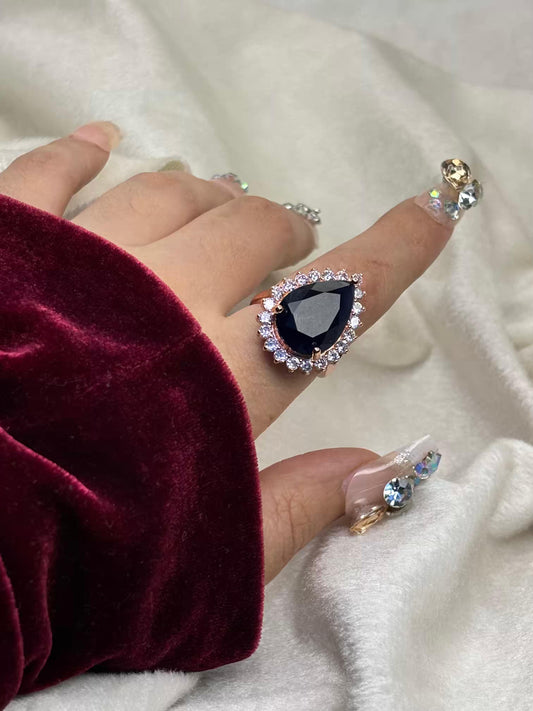 Oval Sapphire Studded Rose Gold Plated Premium Ring