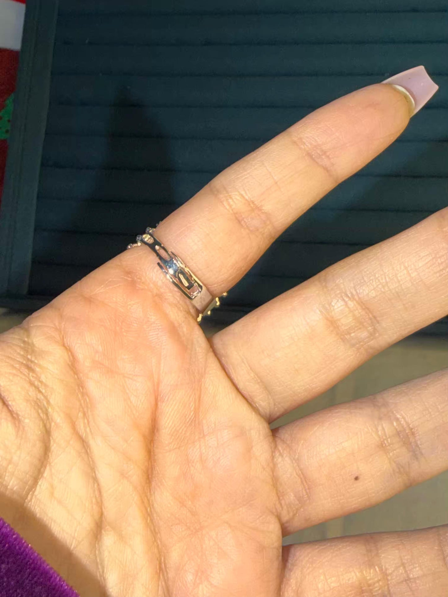 Light Purple Big Statement Silver Plated Premium Ring (Adjustable)