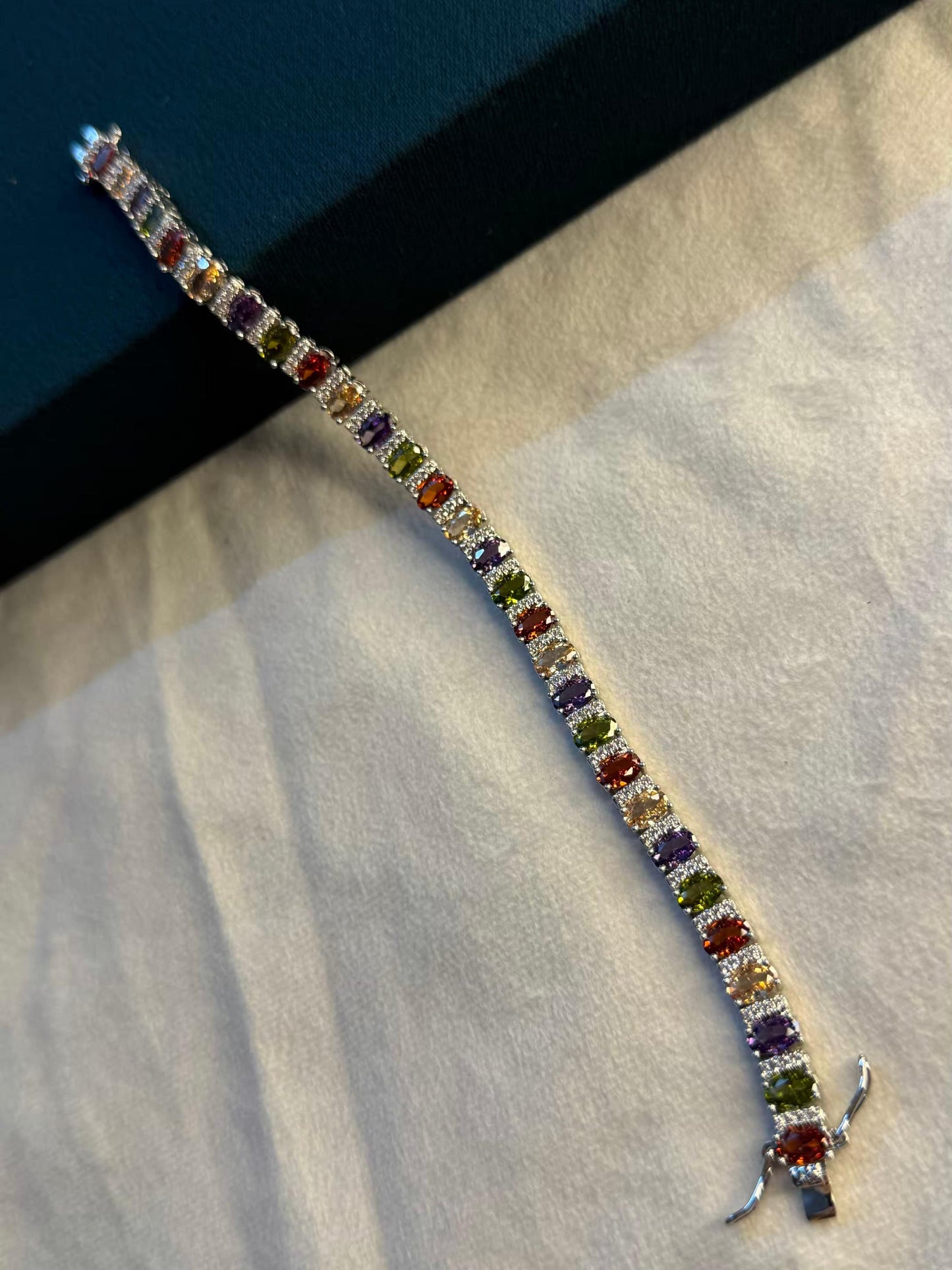 Prism Square Silver Plated Tennis Bracelet