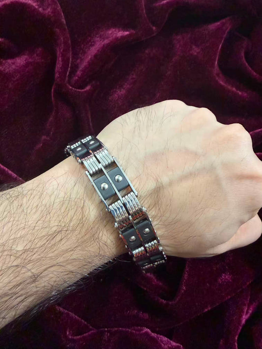 Premium Black Industrial Link Men's Rakhi Bracelet