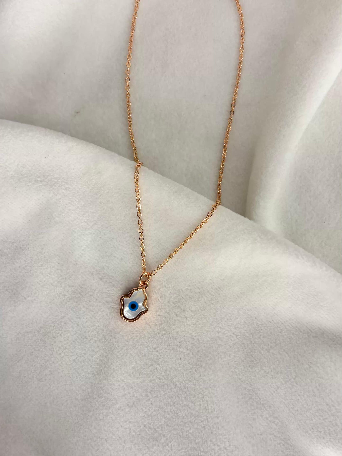 Minimal Evil Eye Necklace Rose Gold Plated Premium Necklace