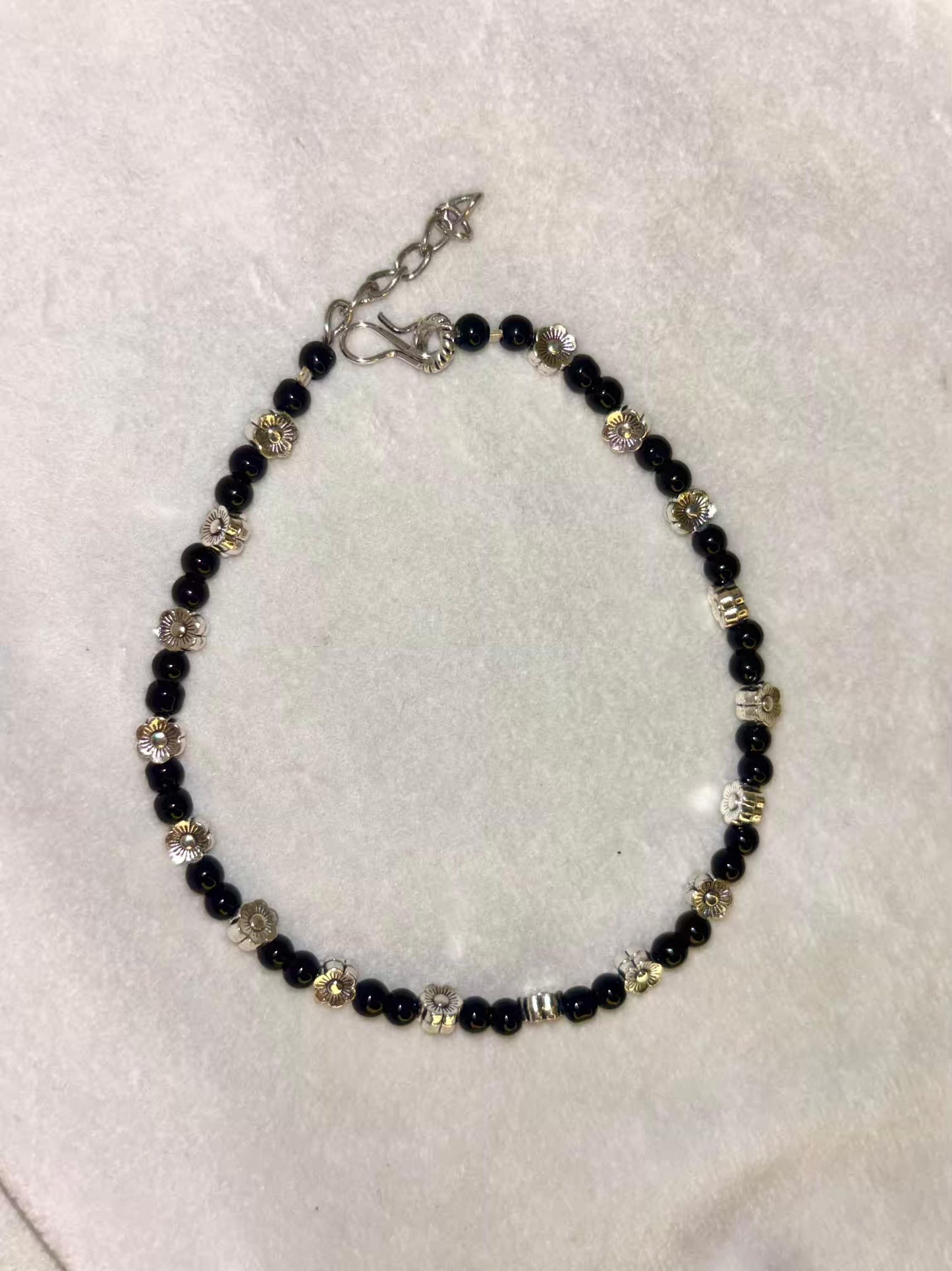 Silver Flower Premium Anklet Payal with Silver hooks