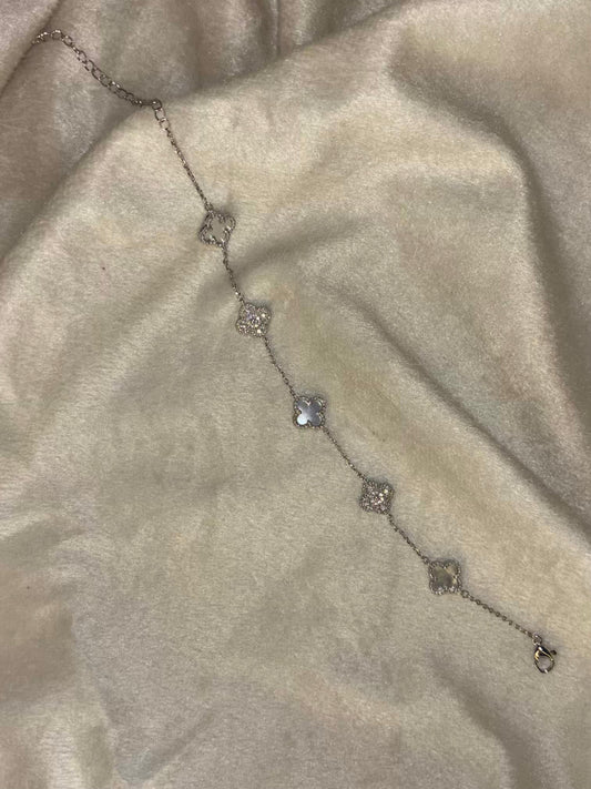 Twin Clovers Premium Silver Plated Chain Bracelet