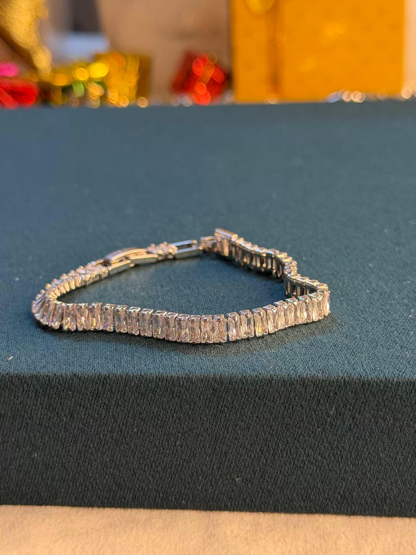 Baguette Luxe Silver Plated Tennis Bracelet