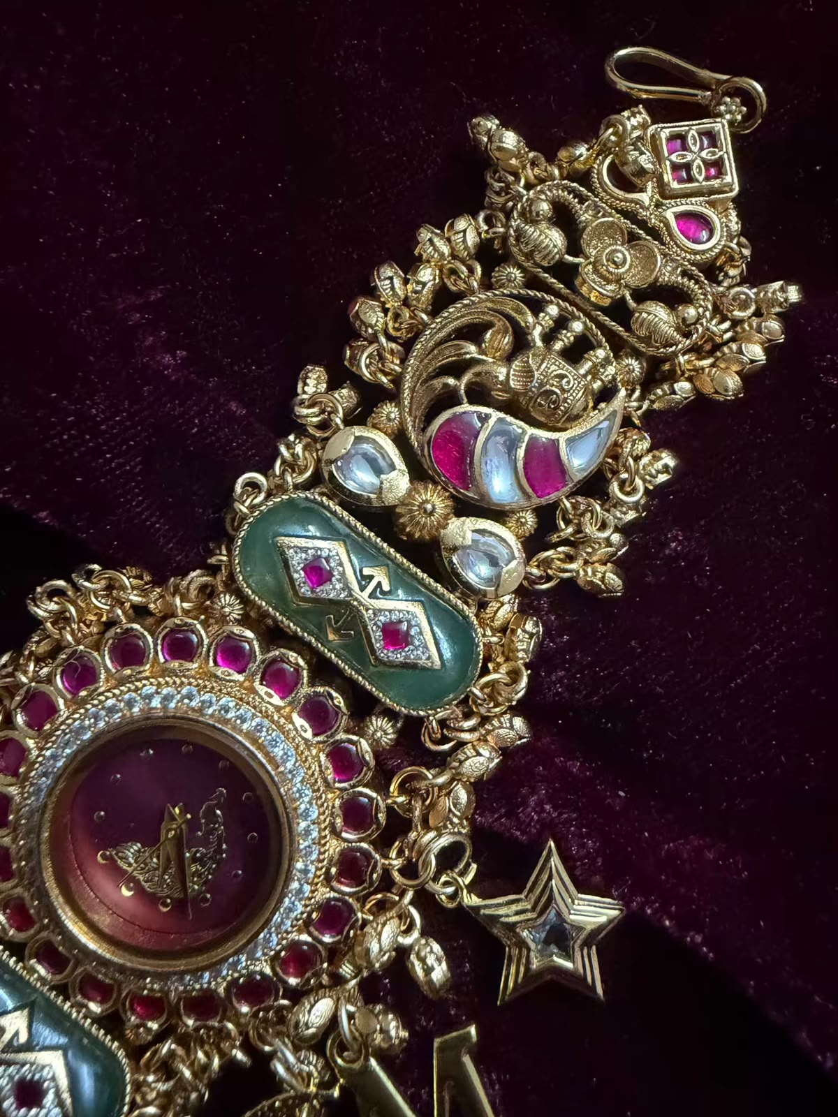 Moon Stars Peacock Dial Luxury Watch Rakhi with Charms (Free Initial)