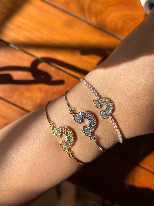 Silver Bubbly Rainbow Charm Premium Silver Bracelet