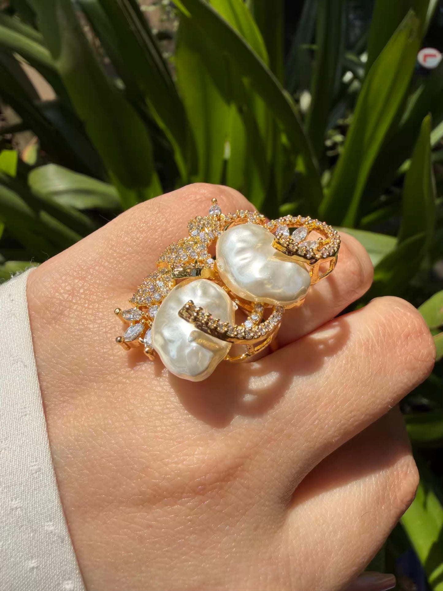 Ivory Pearl Statement Gold Plated Ring