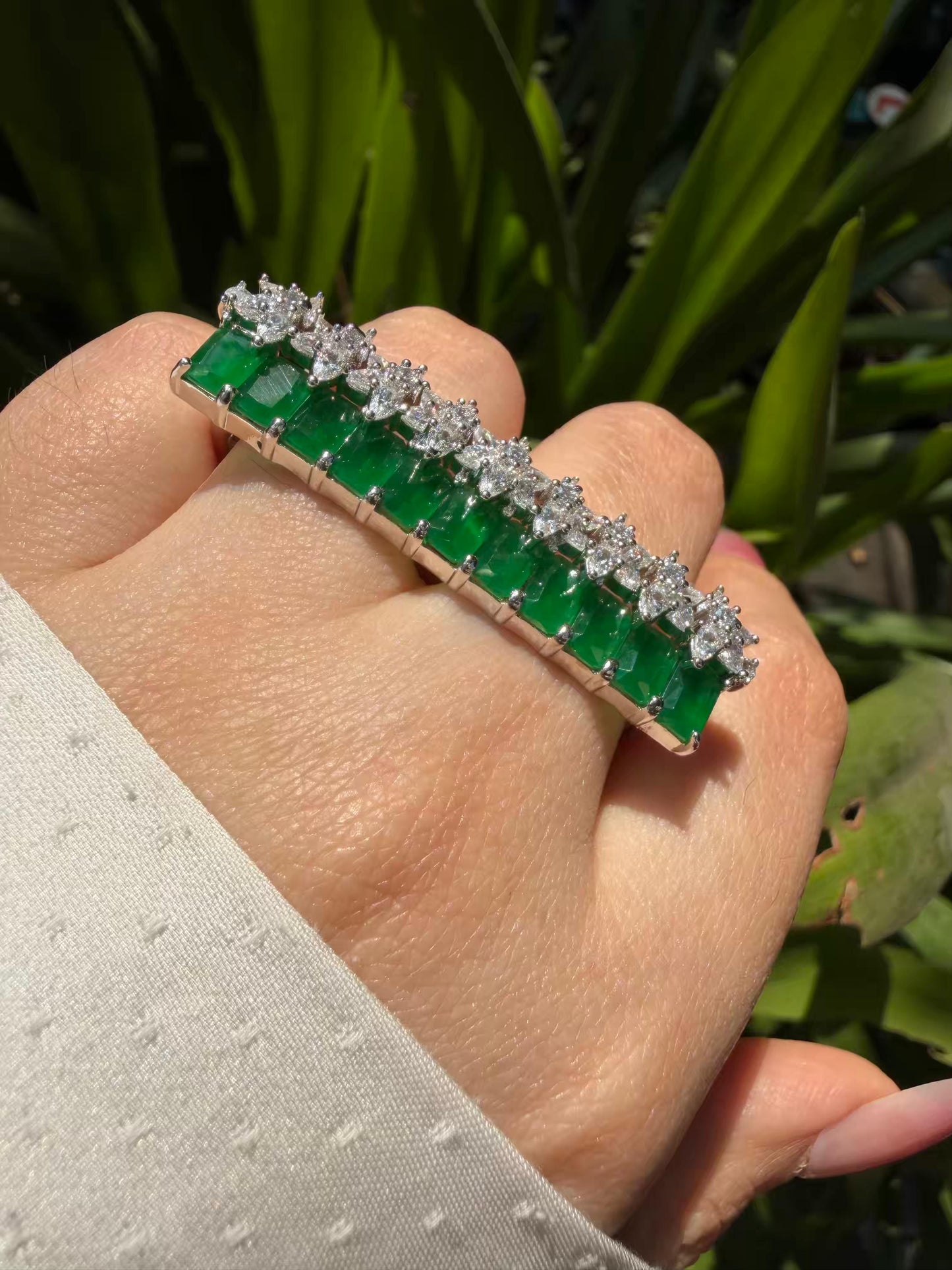 Green Star Diamonds Silver Plated Rings