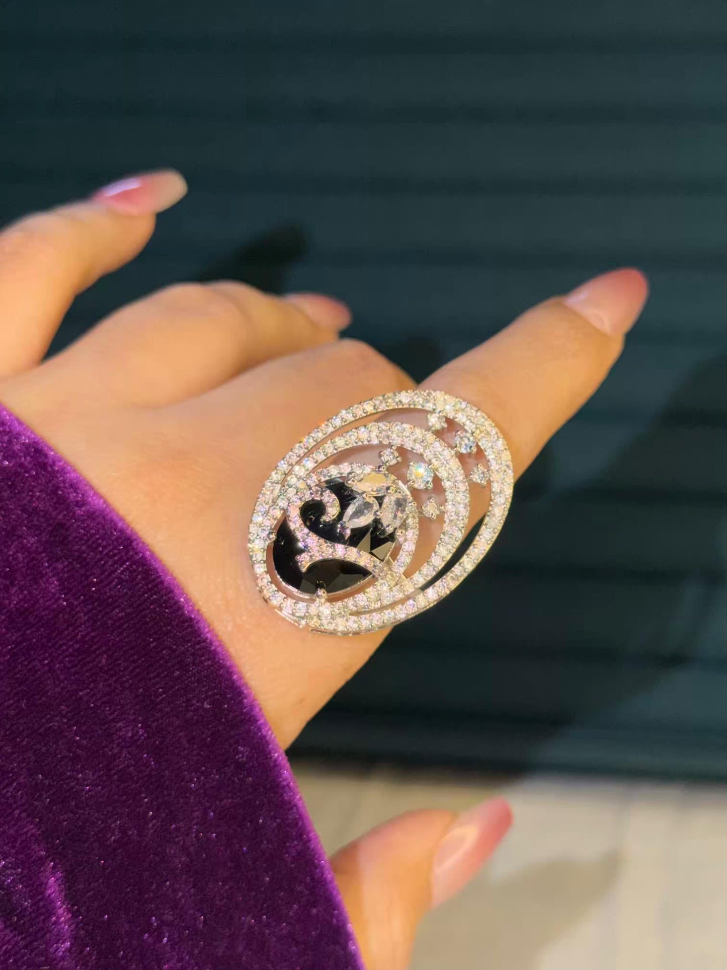 Black Classic Silver Plated Premium Ring (Adjustable)