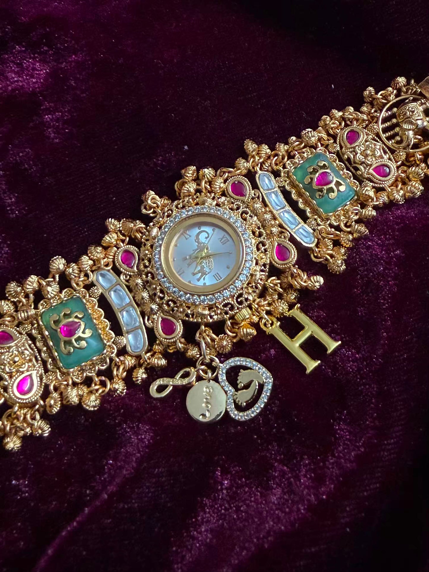 Baby-footsteps Royal Heritage Elephant Charm Watch Rakhi in Premium Swarovski