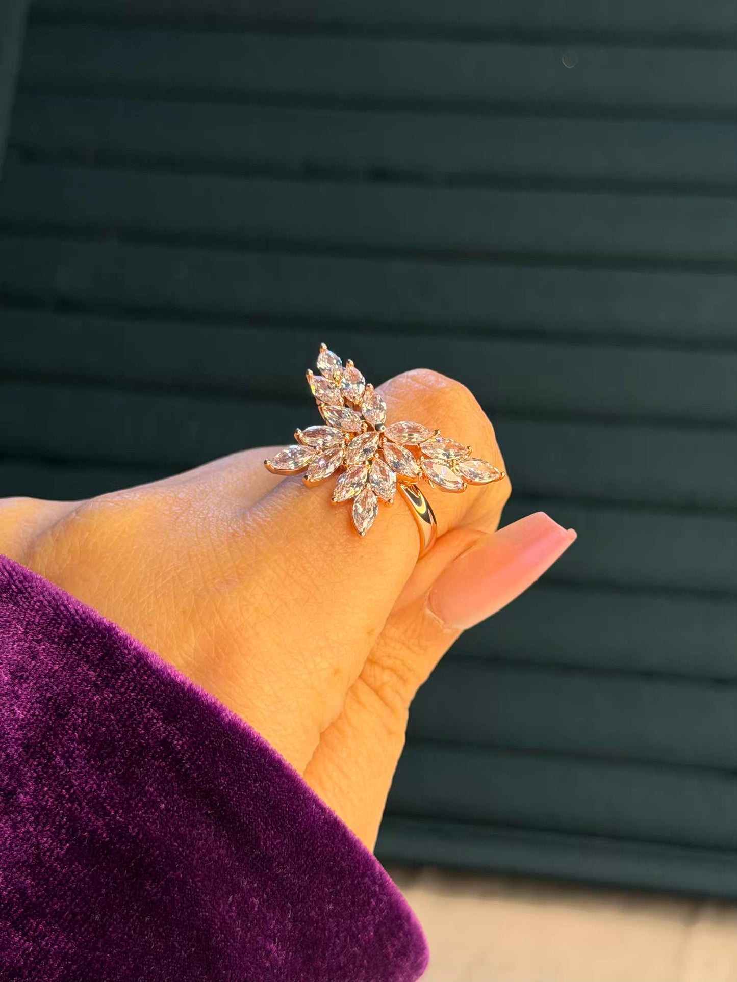 Butterfly Stones Gold Plated Premium Ring (Adjustable)