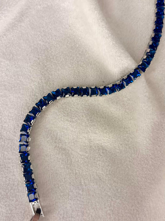 Radiant Blue Silver Plated Tennis Bracelet