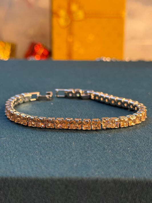 Golden Glow Silver Plated Tennis Bracelet