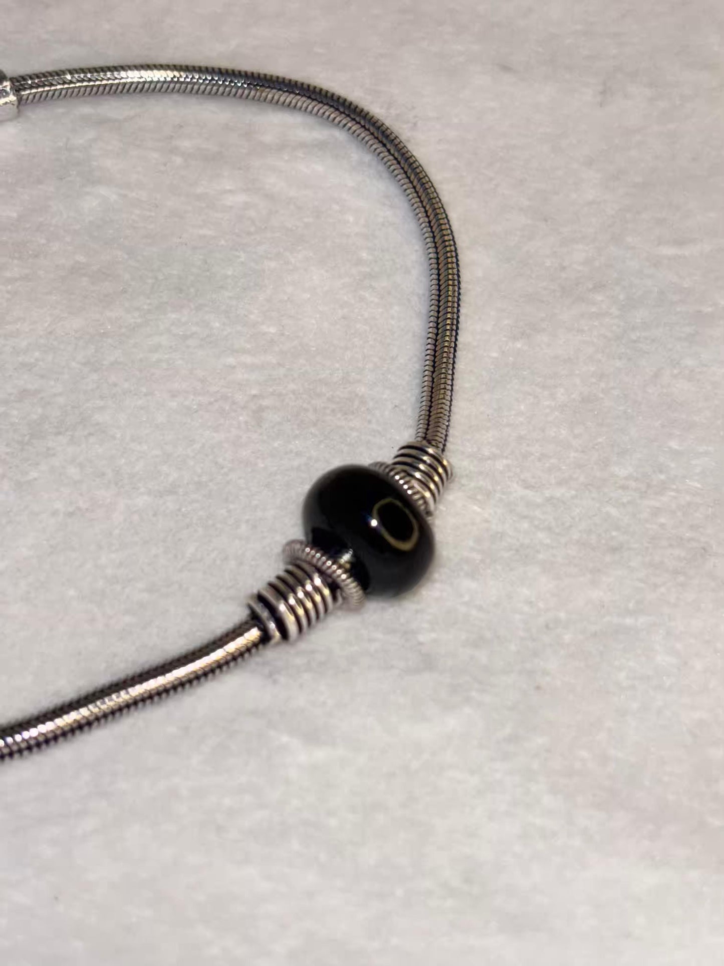 Black Beaded Silver Premium Anklet Payal with Silver hooks