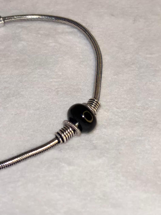 Black Beaded Silver Premium Anklet Payal with Silver hooks