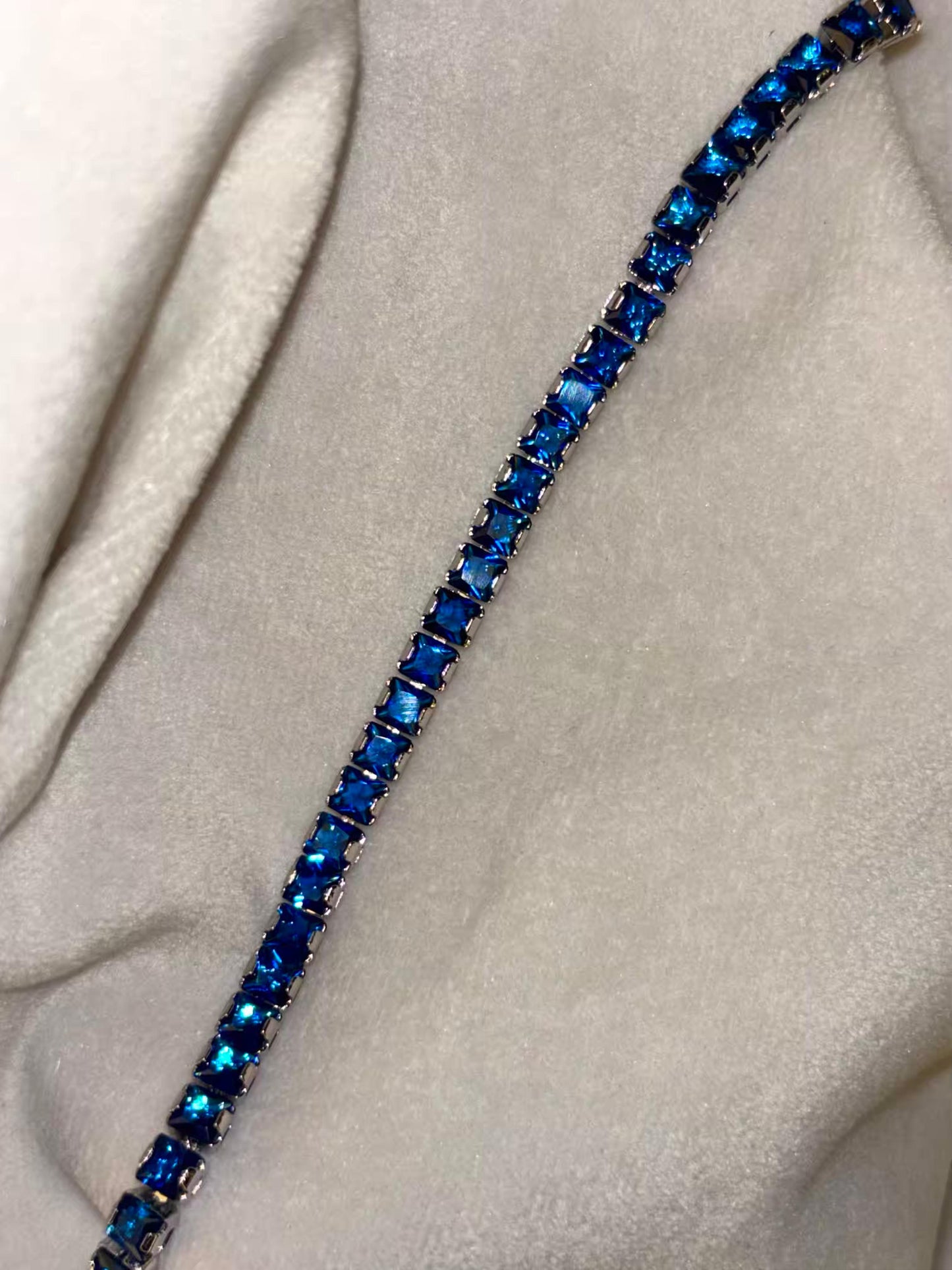 Radiant Blue Silver Plated Tennis Bracelet