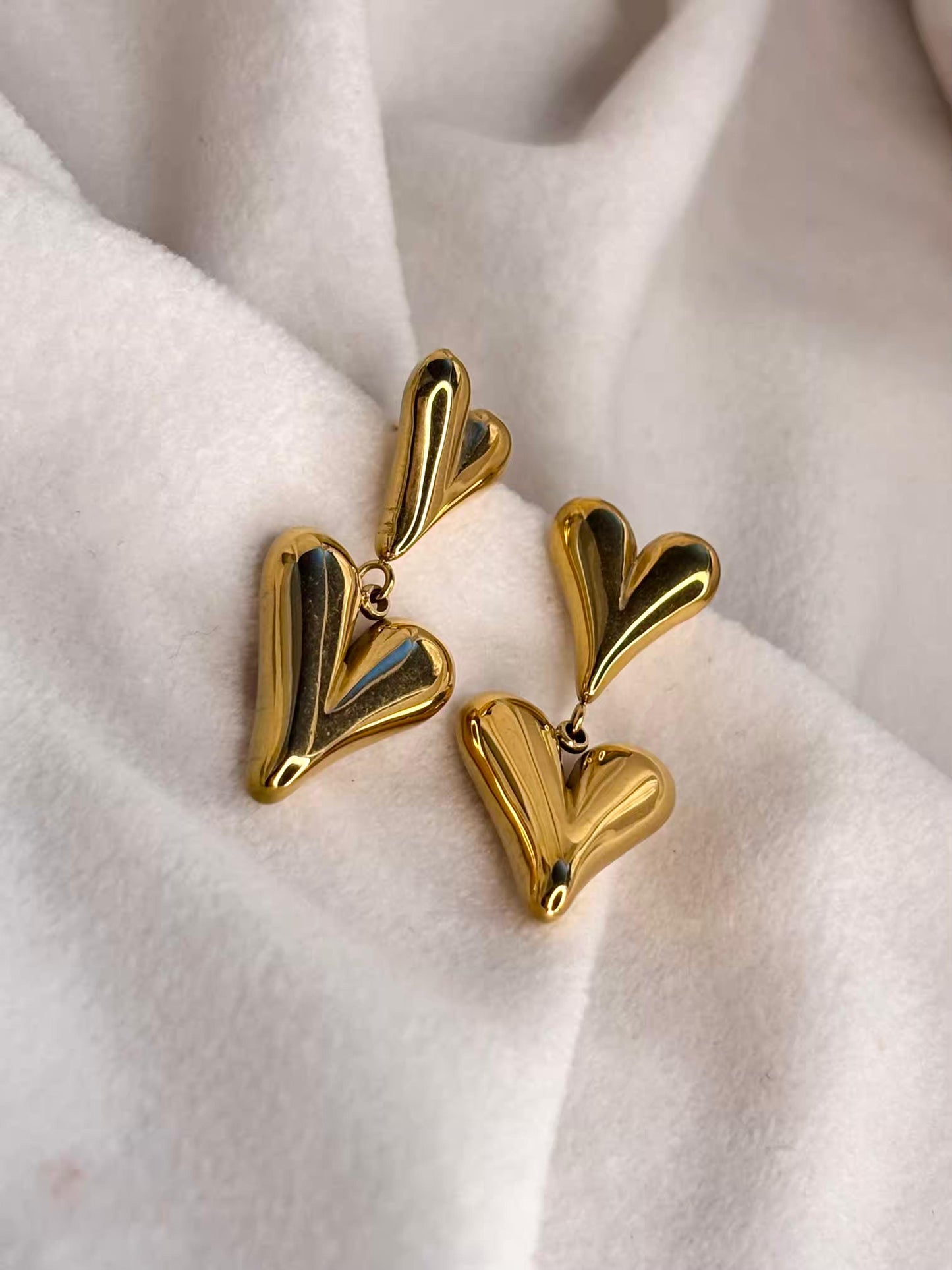 Anime Heart Dangle Earrings 18K Gold Plated Premium Earrings