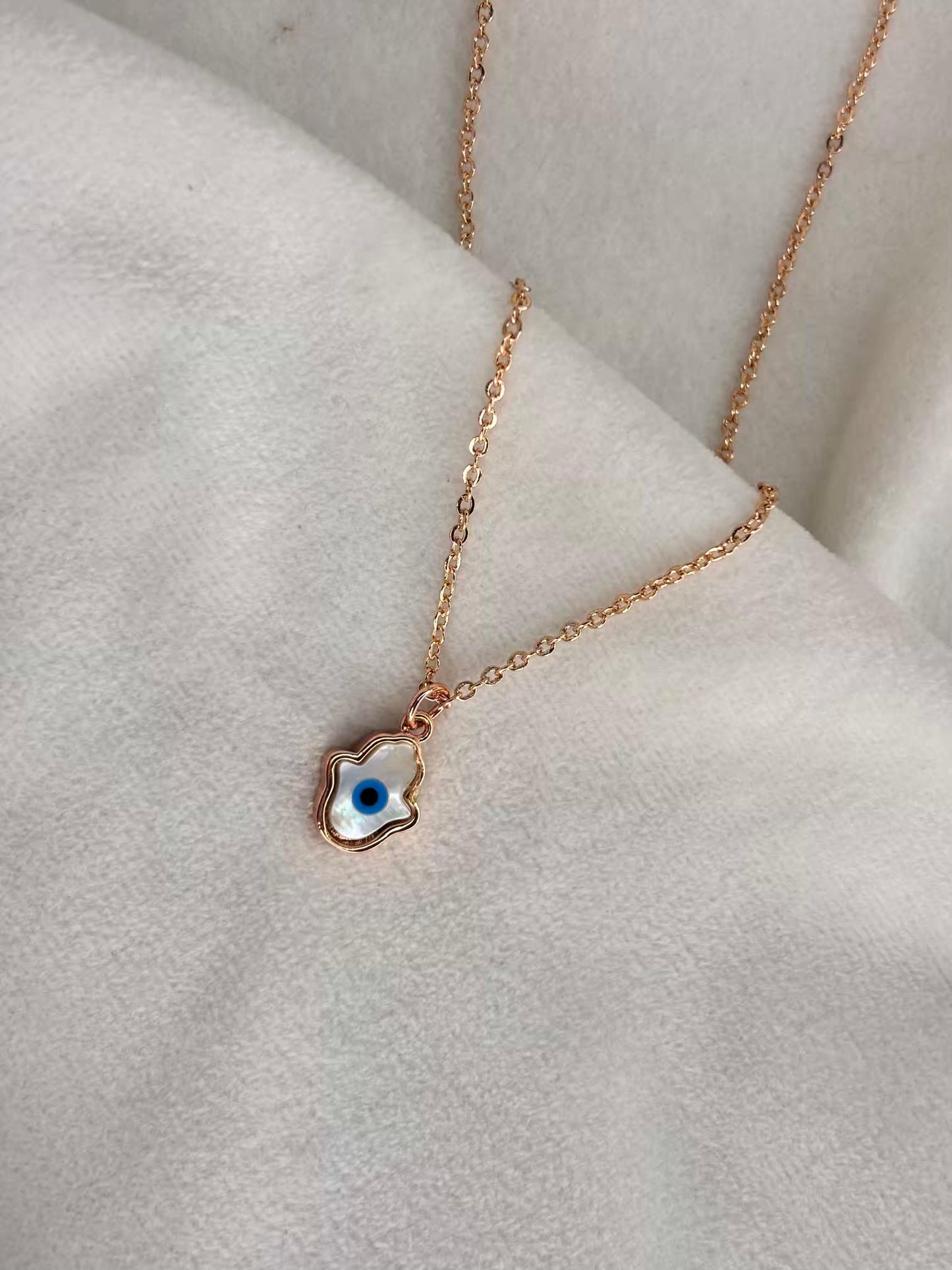 Minimal Evil Eye Necklace Rose Gold Plated Premium Necklace