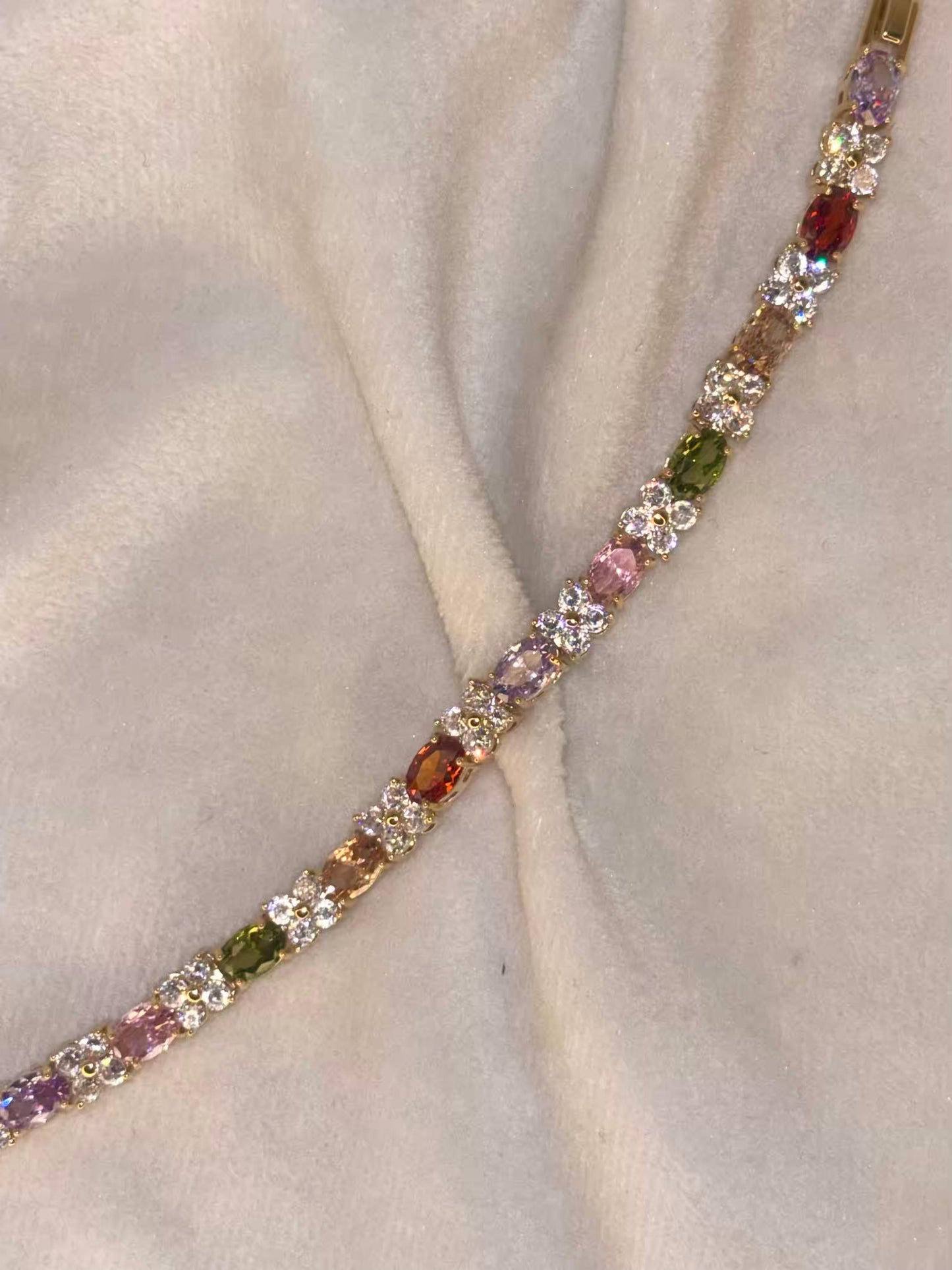Princess Pastel Flora 18K Gold plated Tennis Bracelet