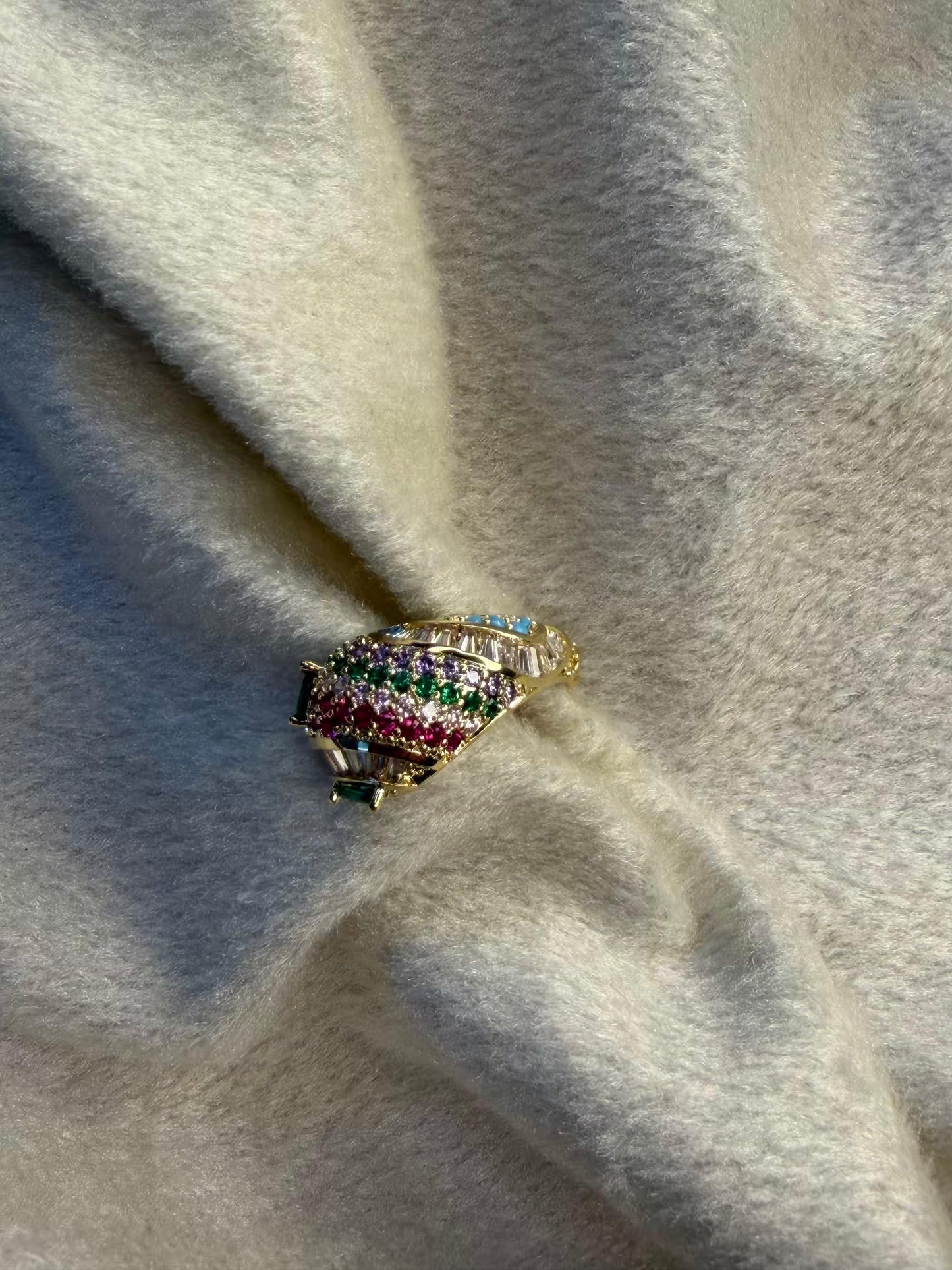 Serpentine Multicoloured Necklace, Bracelet, Earrings and Ring Full set Premium Gold Rhodium