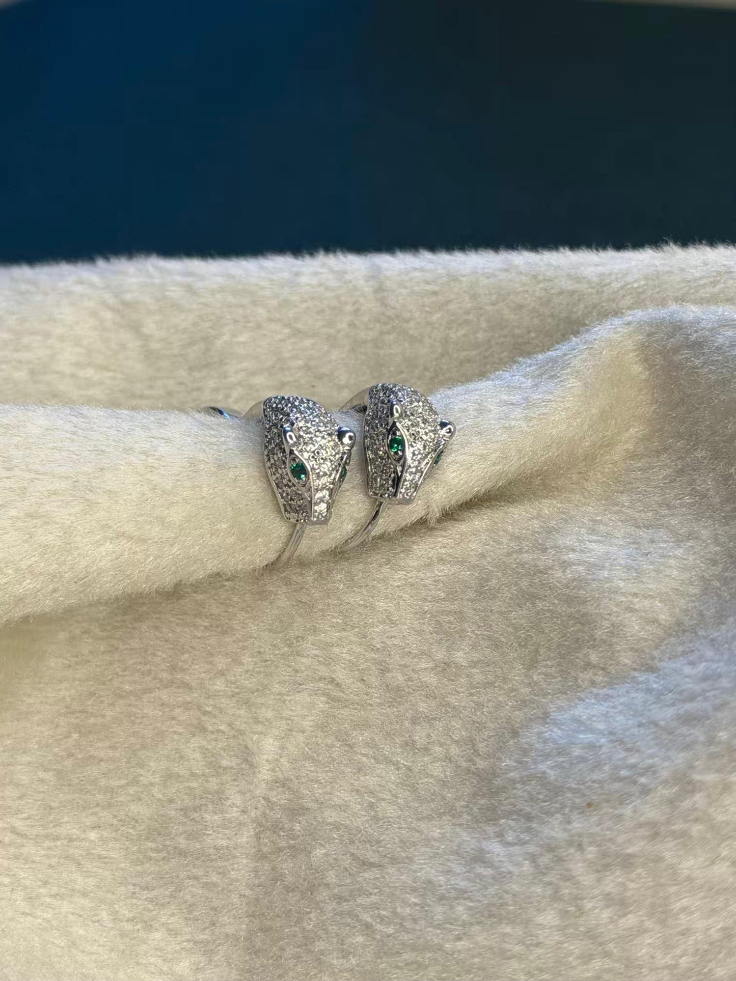 Silver Panther Huggies Ear Studs