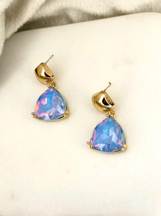 Blue Crystal Stone Gold Plated Earrings
