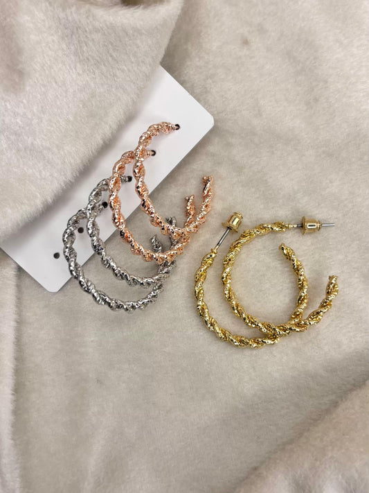 Multi Toned Twisted Hoops Premium Earrings ( Prepaid Only )