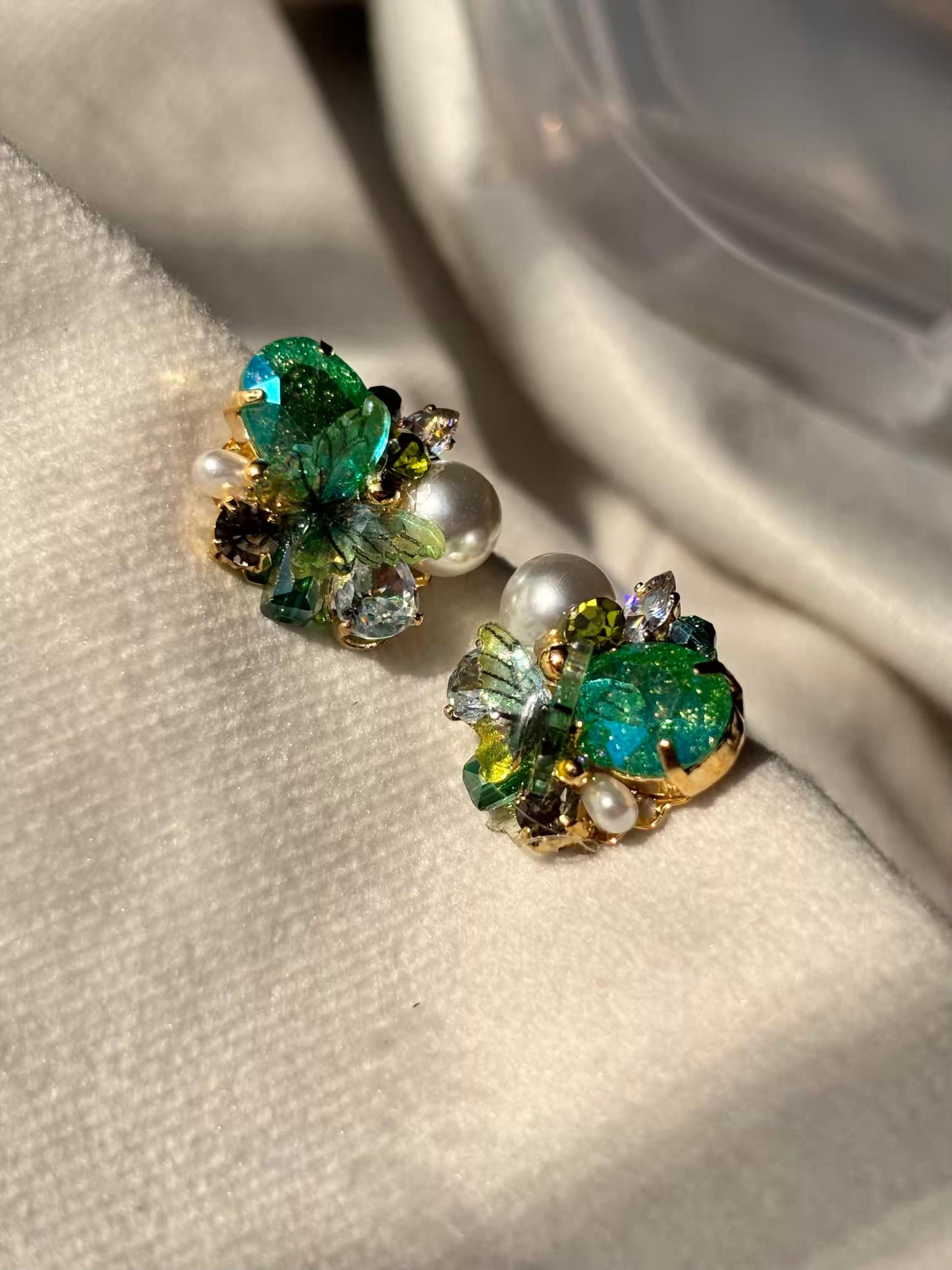 Turquoise Flake Studds Earrings 18K Gold Plated Premium Earrings