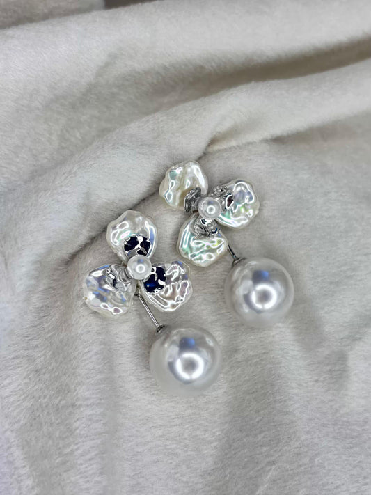 Floral Pearl Silver Earrings Silver Plated Premium Earrings