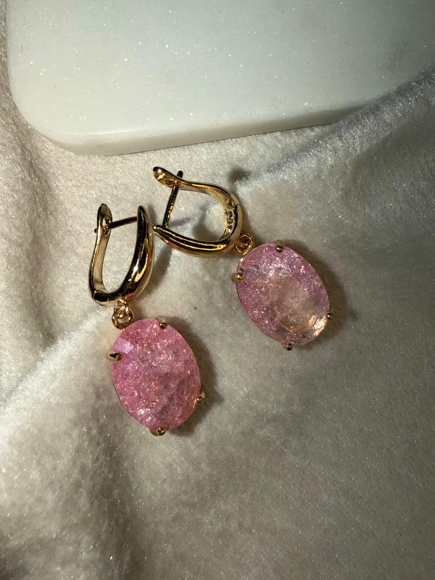 Baby Pink Stud Gold Plated Earrings