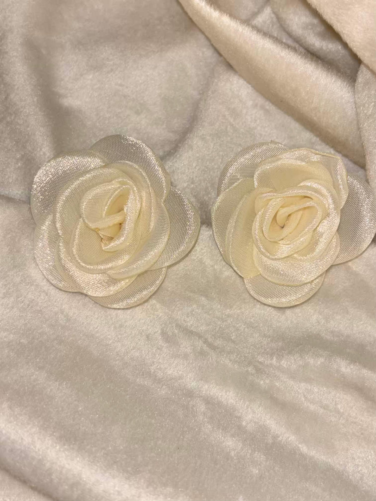 Cream Rose Earrings 18K Gold Plated Premium Earrings