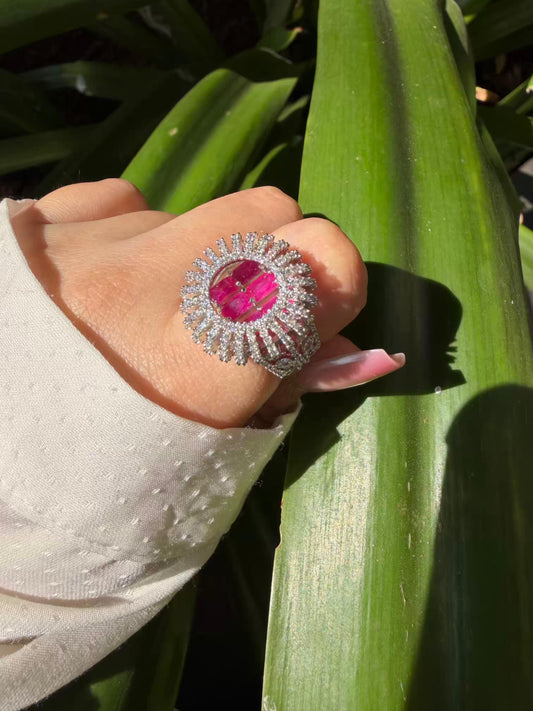 Regalia Pink Spark Silver Plated Ring