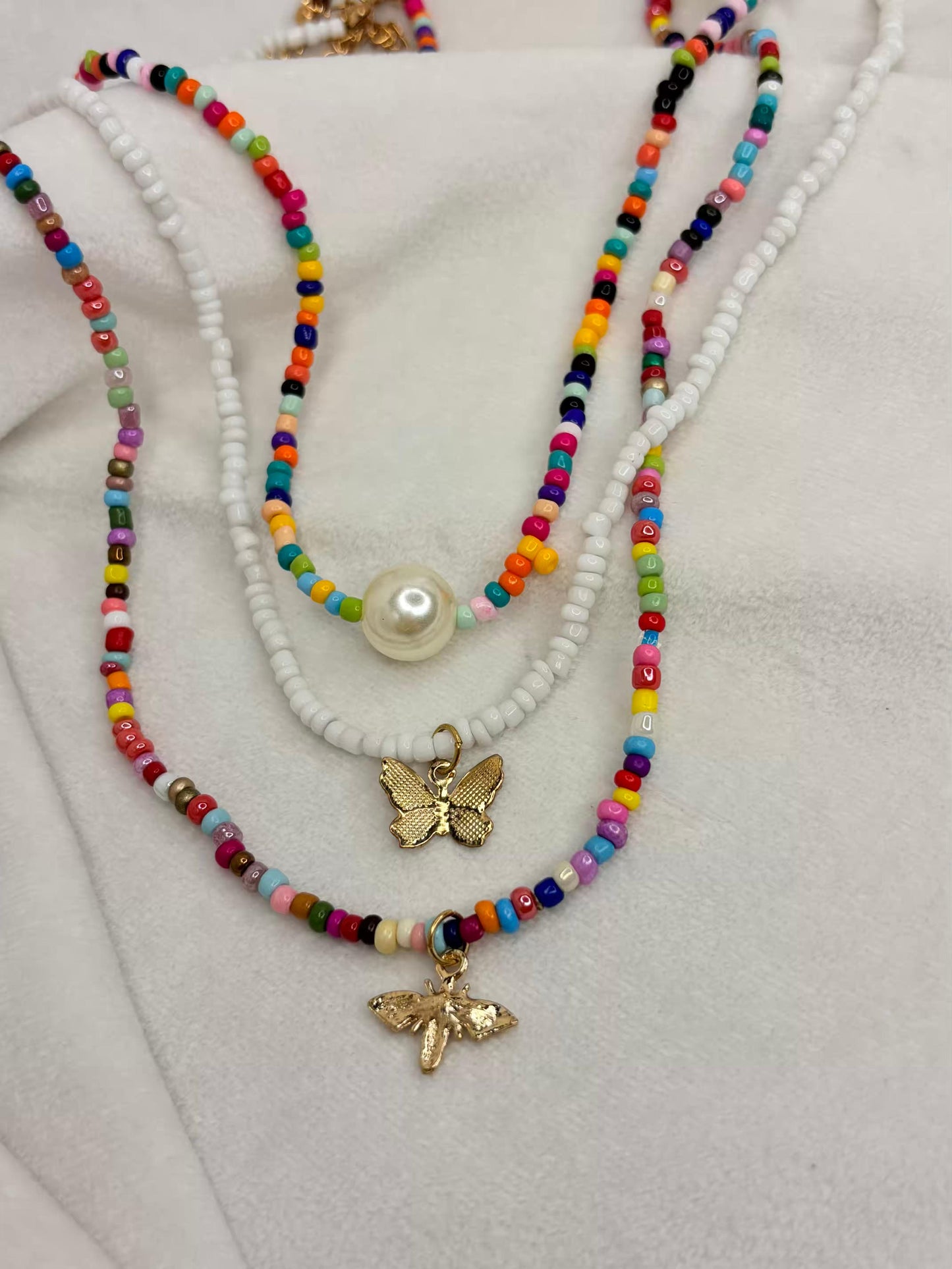 Beaded Triple Layered Necklace Premium Necklace