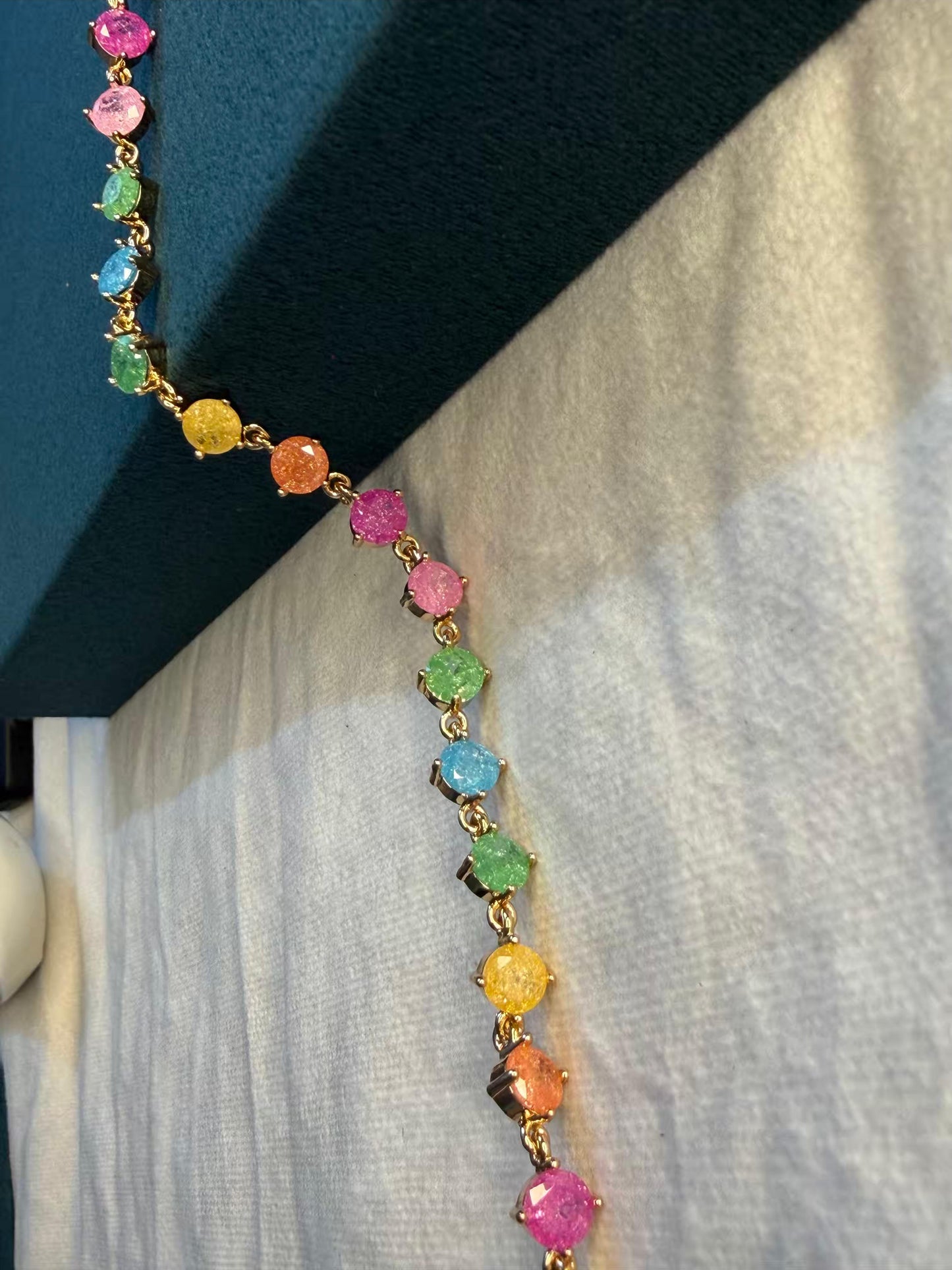 Boho Gem Cascade Gold Plated Tennis Bracelet